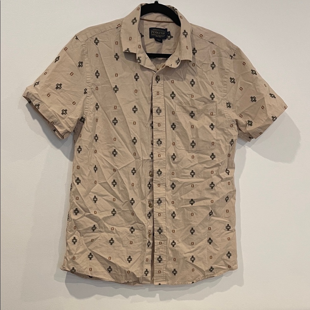 Pendleton Men's Beige Geometric Button Down Shirt - image 1